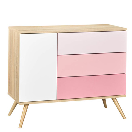 Chambre DUO Lit 140x70 + Commode Rose SEVENTIES SAUTHON - 4