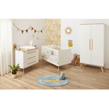 Chambre Lit 70x140 + Commode + Armoire FANON Blanc