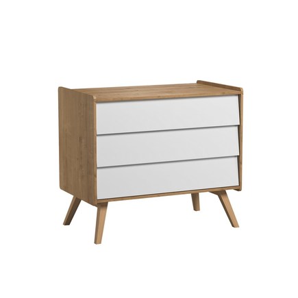 Chambre DUO VINTAGE Lit 70x140 Commode Bois Blanc VOX - 4