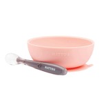 Duo bol et cuillère en silicone Rose Pâle