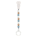 Attache sucette silicone Bleu blanc beige