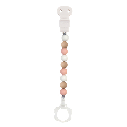 Attache sucette silicone Rose blanc beige NATTOU