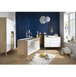 Chambre TRIO Lit 140x70 + Commode Blanche + Armoire SEVENTIES