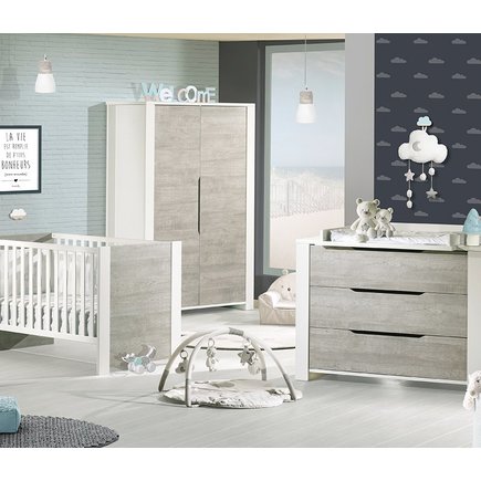 Chambre Lit 140x70 commode armoire LOFT Bois + PL OFF SAUTHON