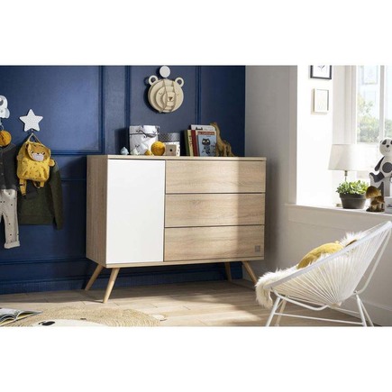 Chambre TRIO Lit 140x70 Commode Bois Armoire SEVENTIES PL OFF SAUTHON - 2
