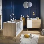 Chambre DUO Lit 120x60 + Commode Bois SEVENTIES + PL OFF