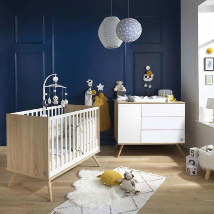 Chambre DUO Lit 140x70 + Commode Blanche SEVENTIES + PL OFF SAUTHON