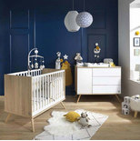 Chambre DUO Lit 120x60 + Commode Blanche SEVENTIES + PL OFF