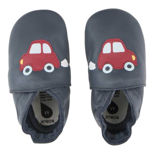 Chaussons en cuir Soft Soles Voiture de course Marine S BOBUX