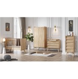 Chambre TRIO VINTAGE Lit 70x140 Commode Armoire Bois