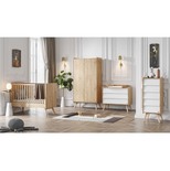 Chambre TRIO VINTAGE Lit 60x120 Commode Armoire Bois Blanc