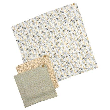 Lot de 3 langes bio 70x70 cm Promenons nous SAUTHON Baby déco - 2