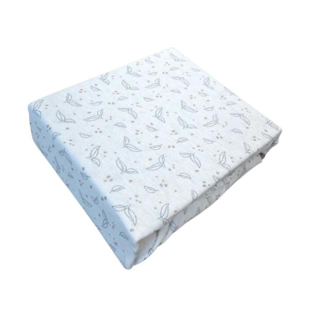 Drap Housse Jersey 70x140 cm Feuillage Blanc FEE MOI DORMIR