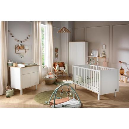 Chambre TRIO Lit 70x140 Commode Armoire ELEONORE Blanc Plan à langer OFFERT SAUTHON