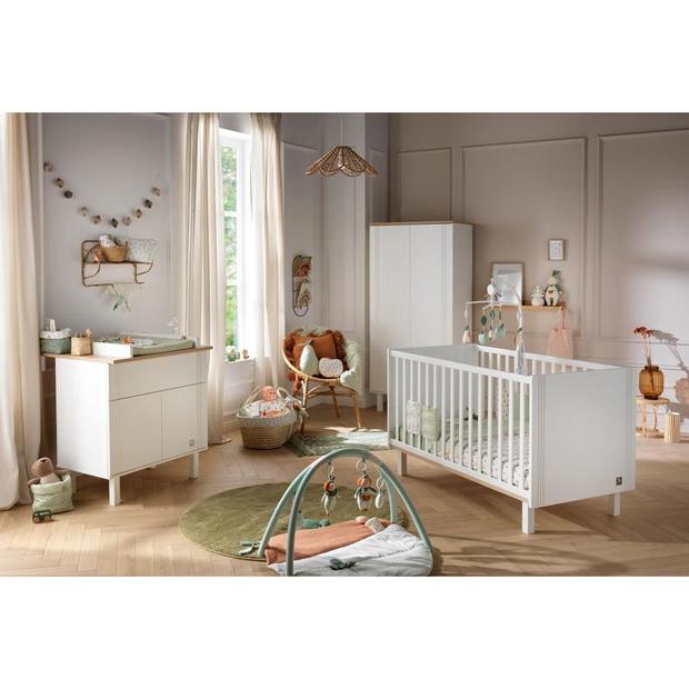 Chambre TRIO Lit 70x140 Commode Armoire ELEONORE Blanc Plan à langer OFFERT SAUTHON
