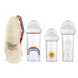 Set de 3 Biberons Rainbow Transparent