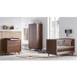 Chambre TRIO Lit 70x140 Commode Armoire MID Noix