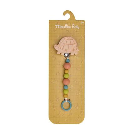 Attache-Tétine Bois et Silicone Tortue Trois Petits Lapins Multicolore MOULIN ROTY - 3