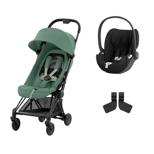 Poussette DUO Coya Matt Black Leaf Green + Cloud T Sepia Black CYBEX