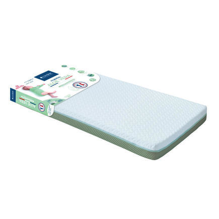 Matelas Aloé Vera Déhoussable 70x140x10 cm Blanc/Vert Olive CANDIDE - 3