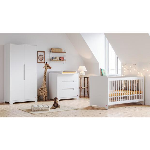 Chambre TRIO Lit 60x120 cm + Commode Armoire OVA Blanc VOX