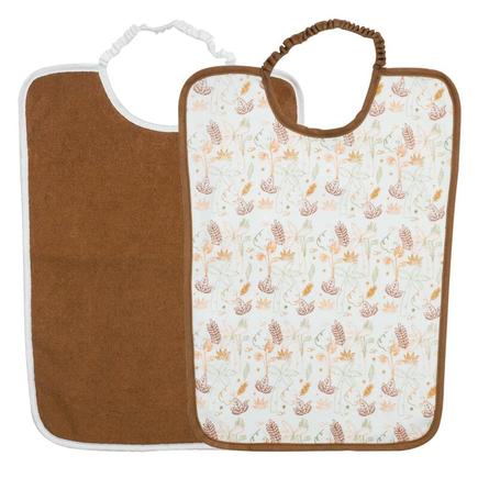 Lot 2 bavoirs maternelle 30x38cm Savane Blanc-Marron TROIS KILOS SEPT