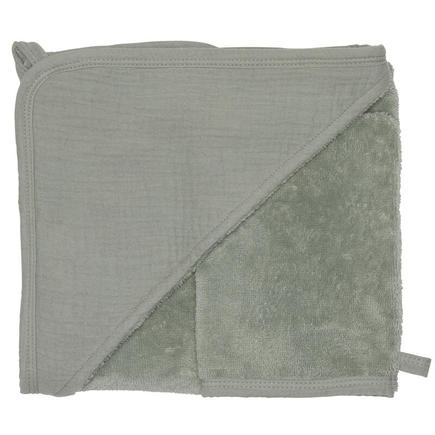 Cape de bain + gant - bambou & gaze de coton Vert de gris BB&CO - 2