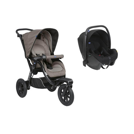 Poussette Duo Activ3 Dark beige + Siège-auto KORY I-size CHICCO