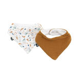 Lot de 2 bavoirs bandana mousseline TU Caramel imprimé Au fil de l'eau