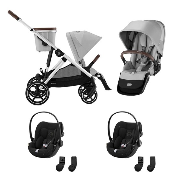 Poussette jumeaux Gazelle S Silver Lava grey + 2 Cloud G Moon Black CYBEX