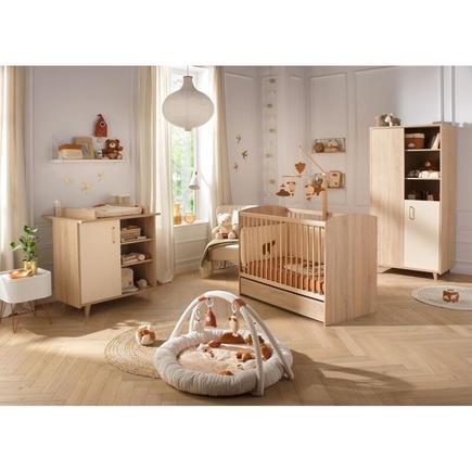 Chambre trio lit 120x60 commode armoire Charlie Crème BEBE9 CREATION