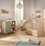 Chambre duo lit 120x60 commode Charlie Sauge