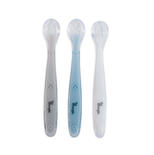 Lot de 3 cuillères douces pour bébé - Gris - blanc - bleu