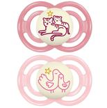 Lot de 2 sucettes Perfect dès 18 mois Planet Love Night - Coloris aléatoire