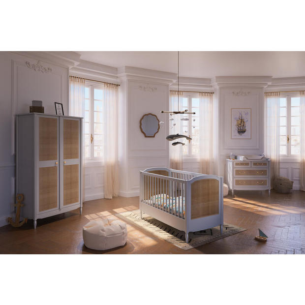 Chambre TRIO Lit 70x140 Commode Armoire Hermione Lune THEO