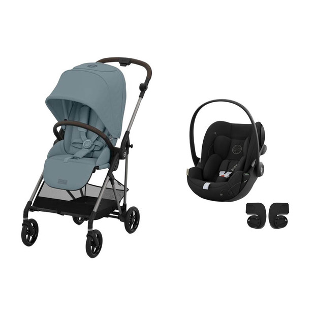 Poussette Duo Melio 4 Stormy Blue + Cloud G I-Size Moon Black CYBEX