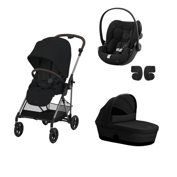 Poussette TRIO Melio 4 Taupe Nacelle Magic Black Cloud G I-Size Moon Black CYBEX