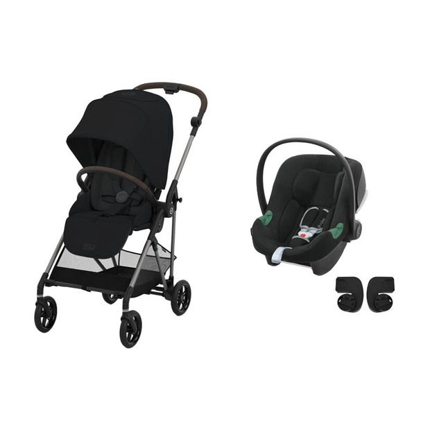 Poussette Duo Melio 4 Magic Black + ATON B2 Volcano Black CYBEX