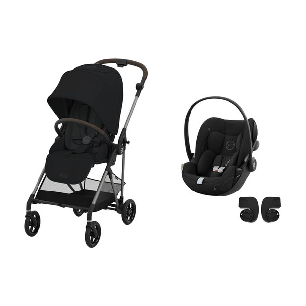 Poussette Duo Melio 4 Magic Black + Cloud G I-Size Moon Black CYBEX