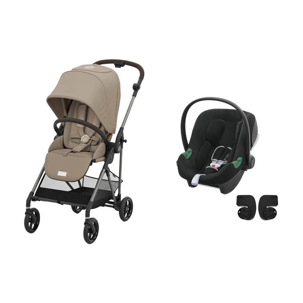 Poussette Duo Melio 4 Almond Beige + ATON B2 Volcano Black CYBEX