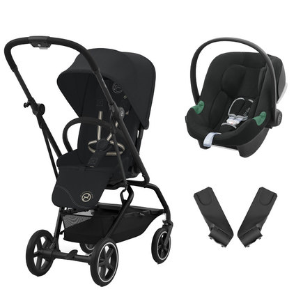 Poussette duo Eezy S Twist+ 2 BLK Noir + Aton B2 Volcano Black CYBEX