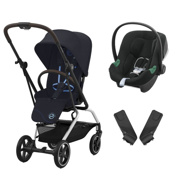 Poussette duo Eezy S Twist+ 2 BLK Bleu marine + Aton B2 Volcano Black CYBEX