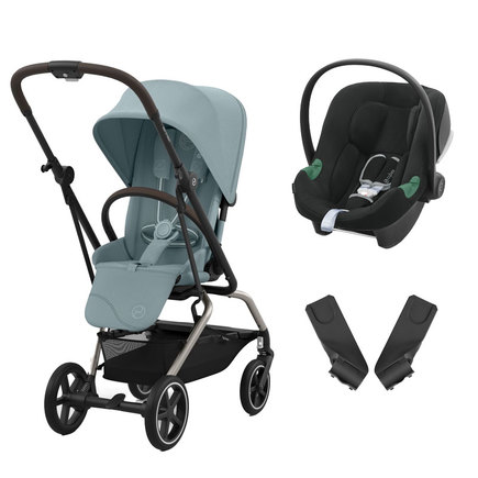 Poussette duo Eezy S Twist+ 2 BLK Bleu + Aton B2 Volcano Black CYBEX