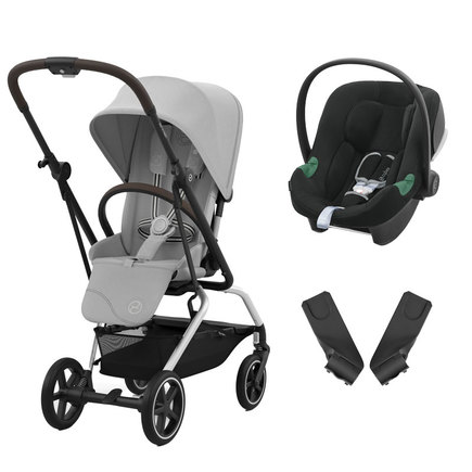 Poussette duo Eezy S Twist+ 2 BLK Gris + Aton B2 Volcano Black CYBEX