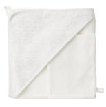 Cape de bain + gant broderie anglaise blanc