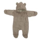 Combi pilote ours fausse fourrure angora beige 3/6 mois