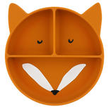 Assiette avec ventouse en silicone et compartiments Mr. Fox - Orange