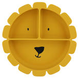 Assiette avec ventouse en silicone et compartiments Mr. Lion - Jaune