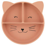 Assiette avec ventouse en silicone et compartiments Mrs. Cat - Rose