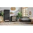 Chambre TRIO Lit 70x140 PARIS Commode Armoire CANNE Noir VOX